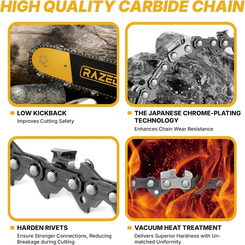 RazEdg 18 Inch Chainsaw Bar and Carbide Chain Combo, .325" Pitch, 063" Gauge, 74 Drive Links Fits Stihl MS271 Farm Boss, MS291, MS311 and More- L74 (1 bar + 1 carbide chain) - Image 5